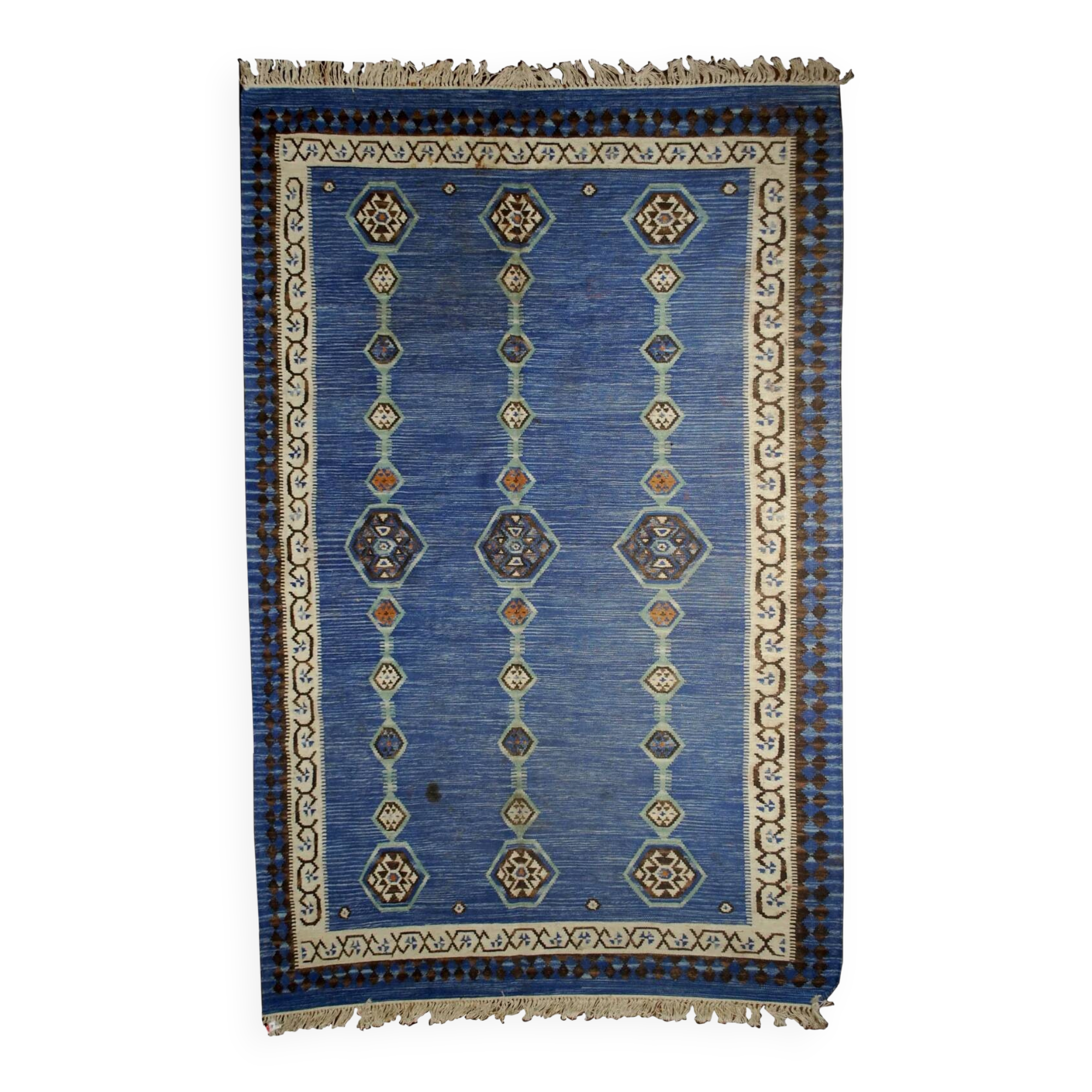 Handmade antique Indian Dhurri kilim 5.7' x 8.8' (174cm x 268cm) 1930s - 1B533