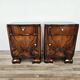 Art Decò bedside tables in walnut burl with brass knobs
