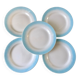 set of 5 pastel gradient sky blue dessert plates from the 40s and 50s