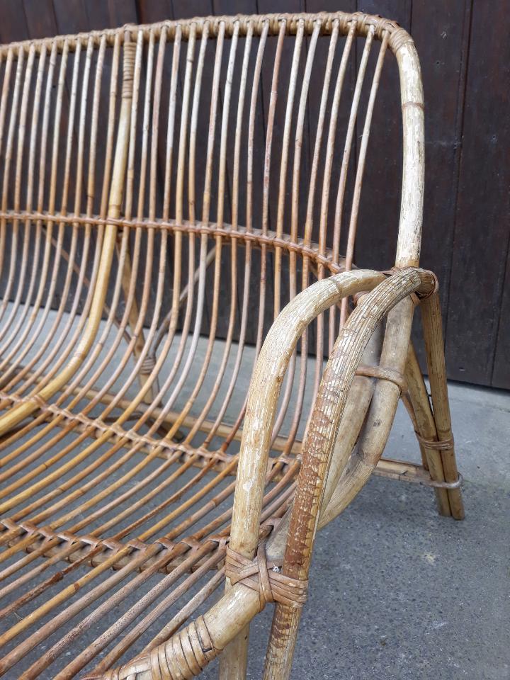 Old rattan bench