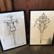 Lot of 2 framed fashion illustrations Paco Rabanne