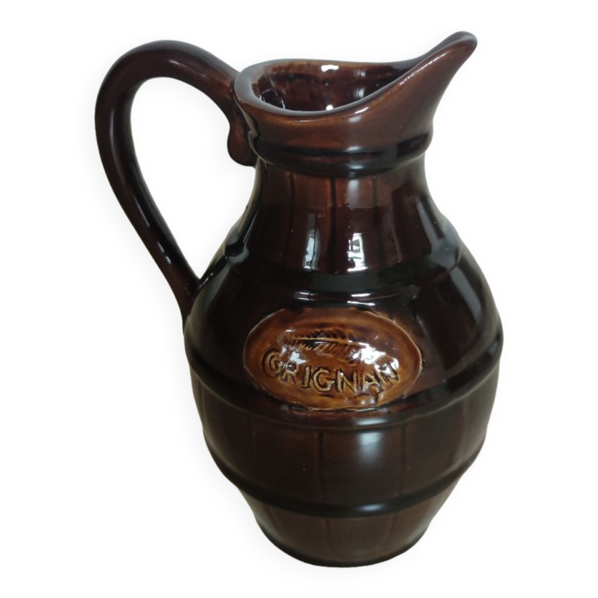 Small pitcher jug Grignan brown imitation barrel