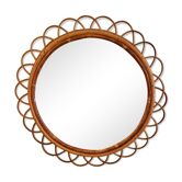 Mirror large rattan format form the 1960s flower 56cm