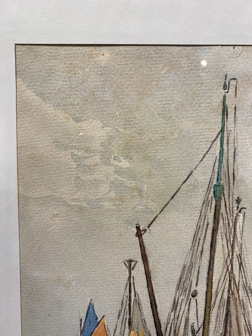 Old painting, Marine, signed and dated 1933