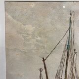 Old painting, Marine, signed and dated 1933