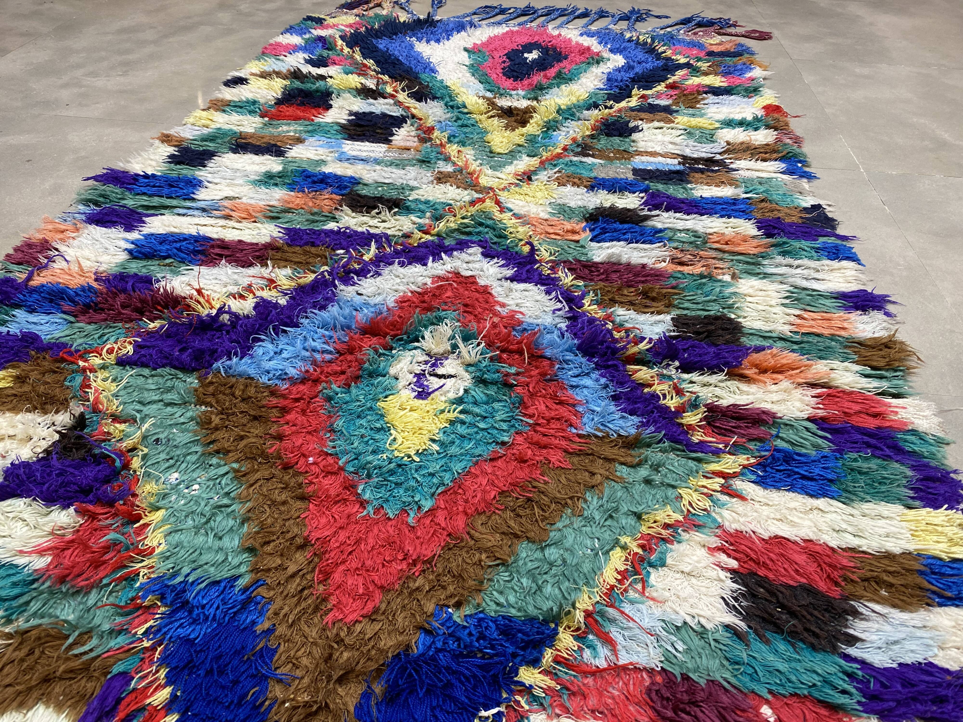 Multicolor carpet in boucherouite fabric 110x200cm