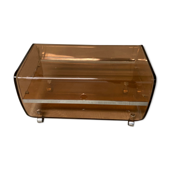 Smoked plexiglass hifi cabinet by Michel Dumas distributed by Roche Bobois 1970