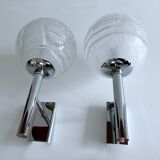 Pair of Murano Glass Chrome Wall Lights