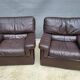 Pair of chocolate leather lounge chairs