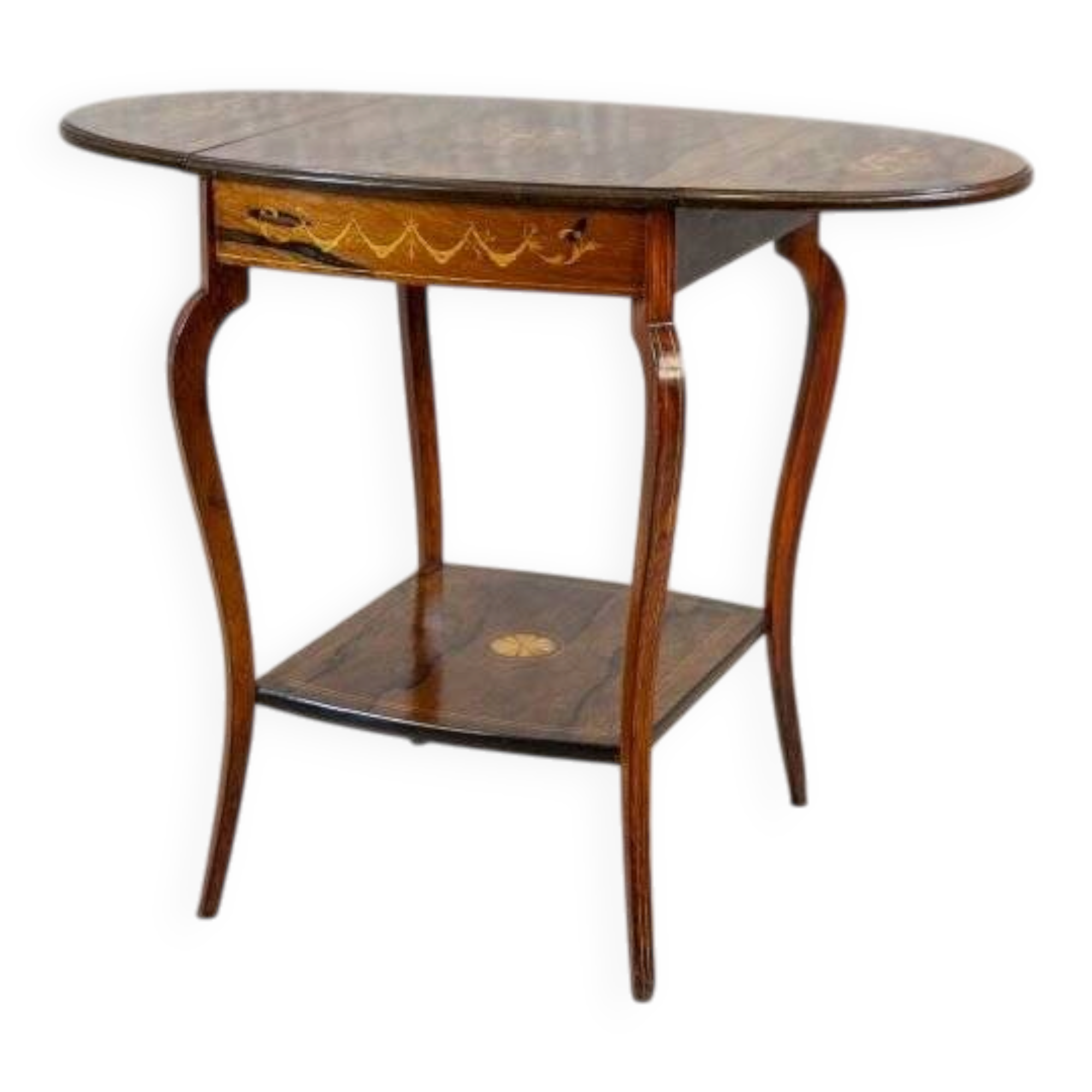 Antique Inlaid Rosewood Tea Table, 1890s