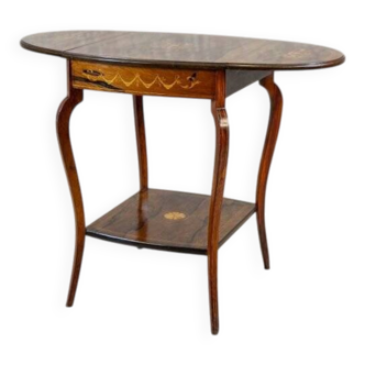 Antique Inlaid Rosewood Tea Table, 1890s