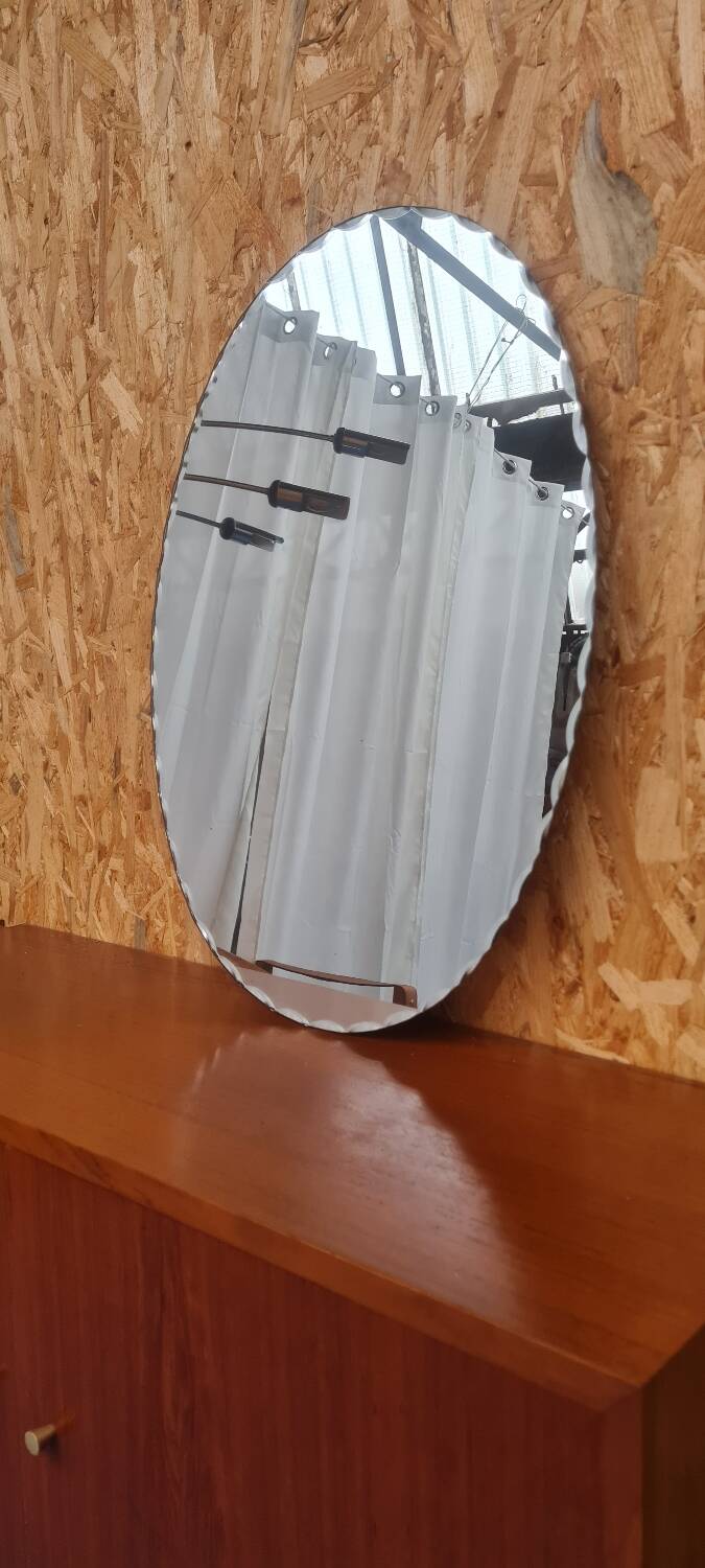 Miroir biseauté ovale 1950