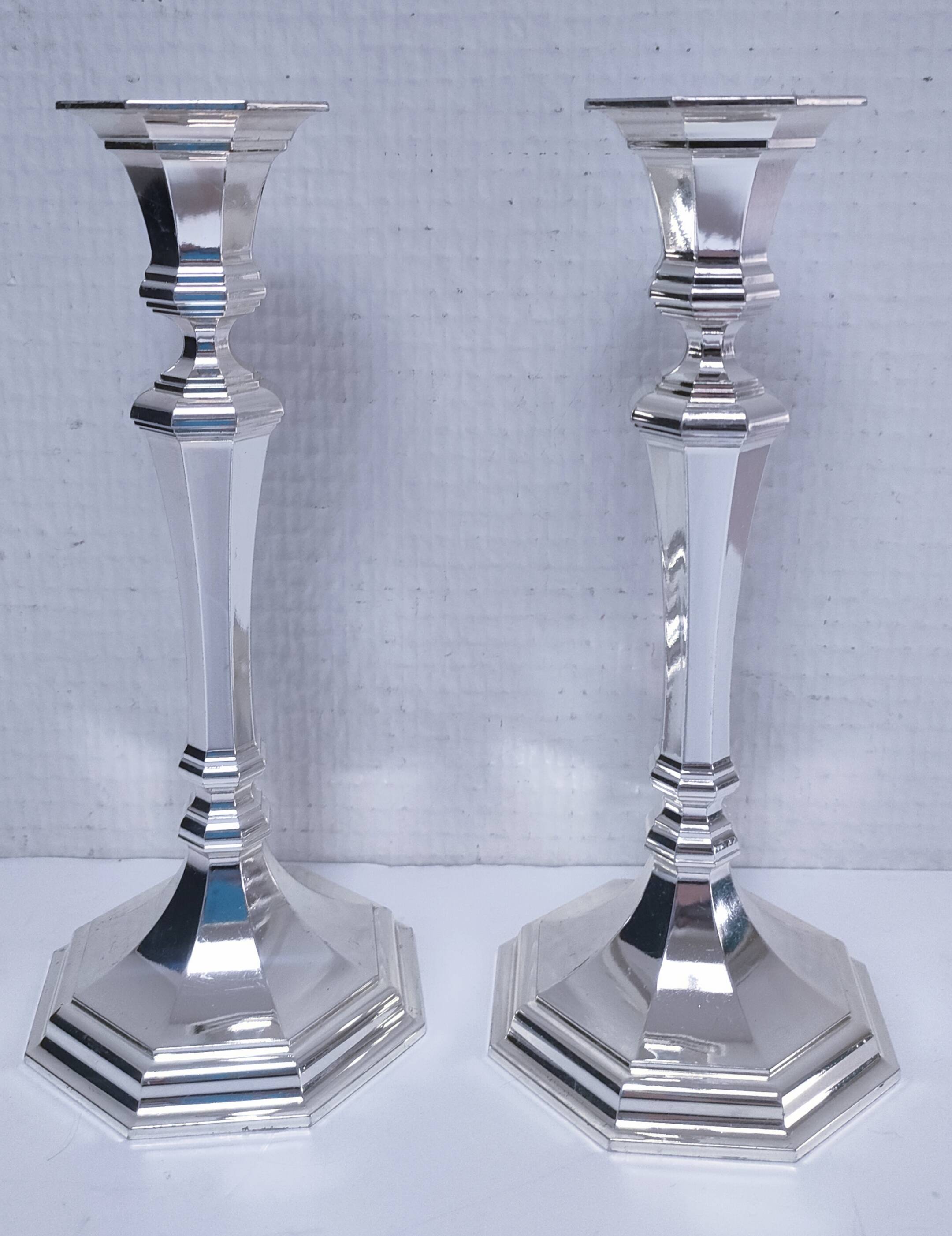 Pair of BMF candlesticks in silver-plated metal, vintage stamped