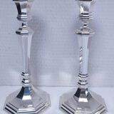 Pair of BMF candlesticks in silver-plated metal, vintage stamped