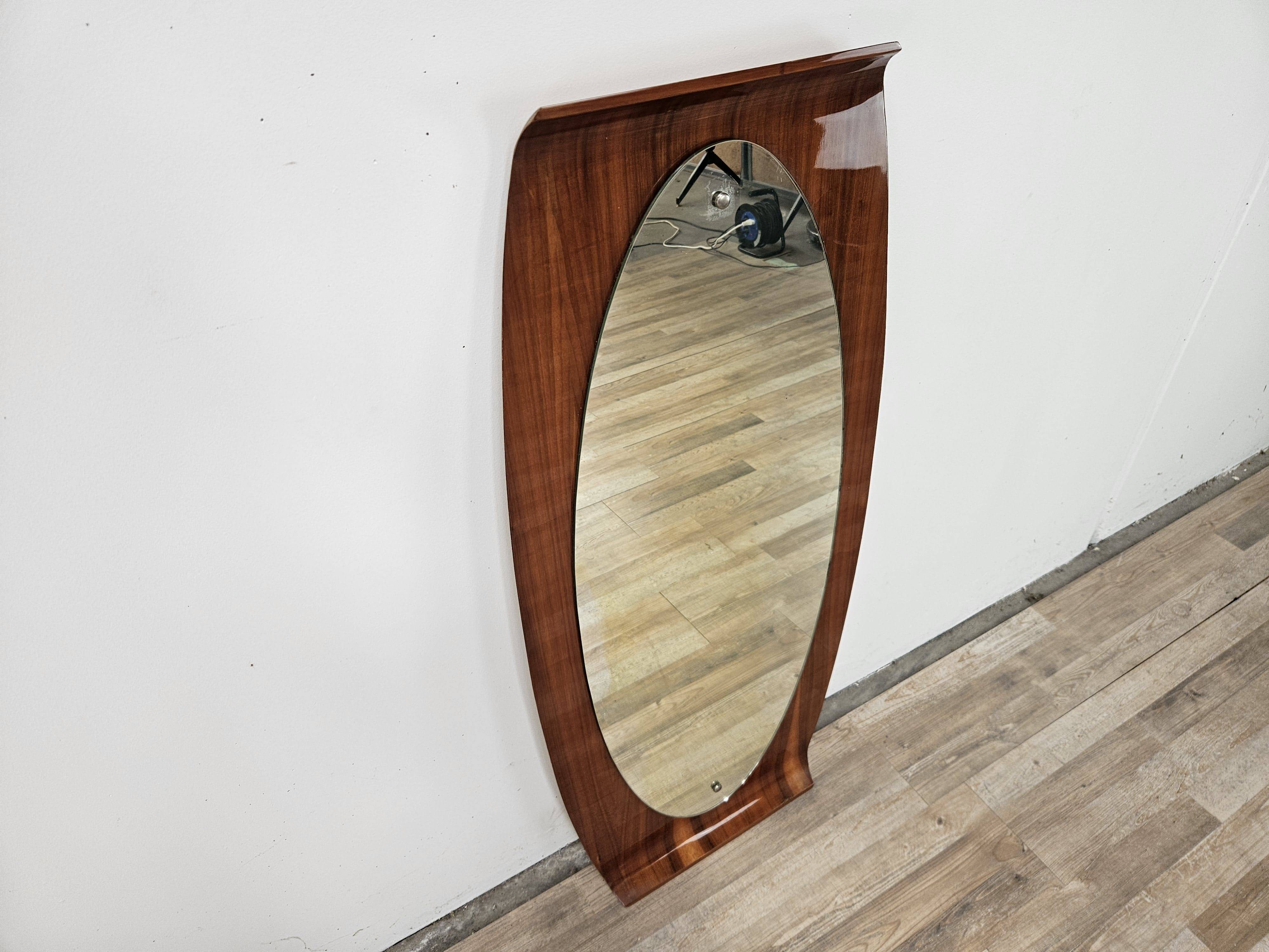 Curved plywood wall mirror by Campo e Graffi, 1960s