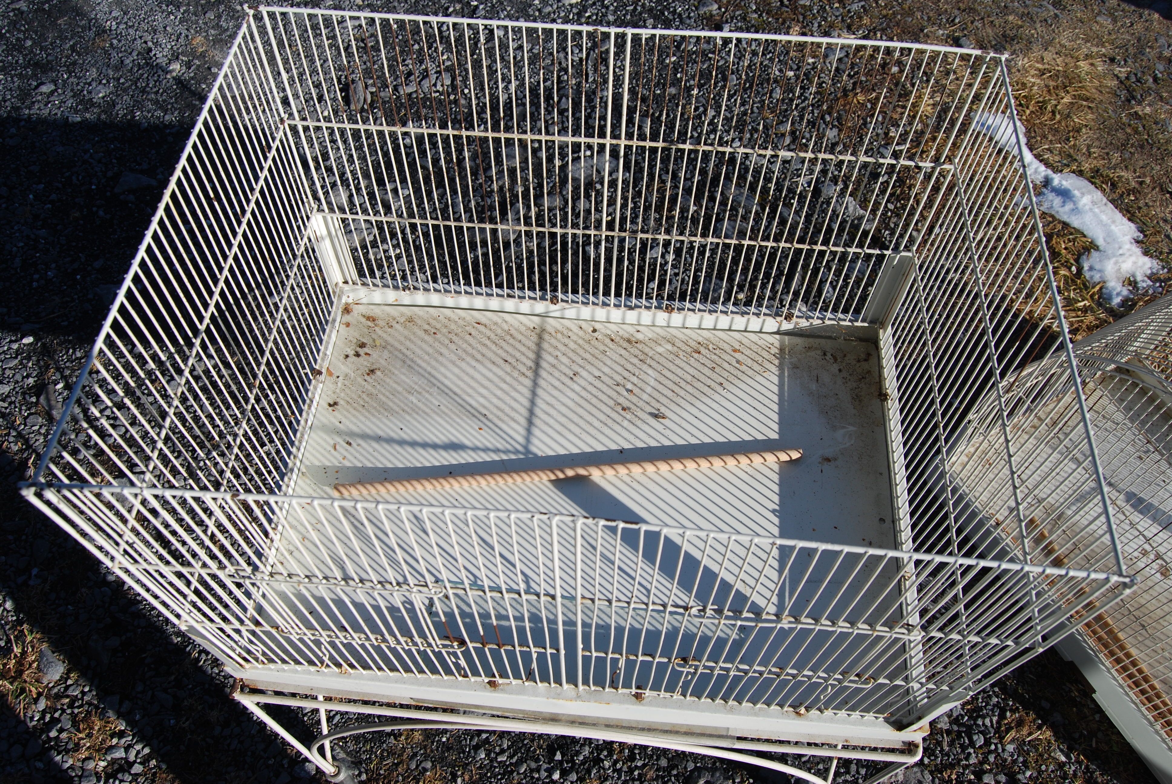 Vintage aviary, foot cage on wheels 147x67x49cm.