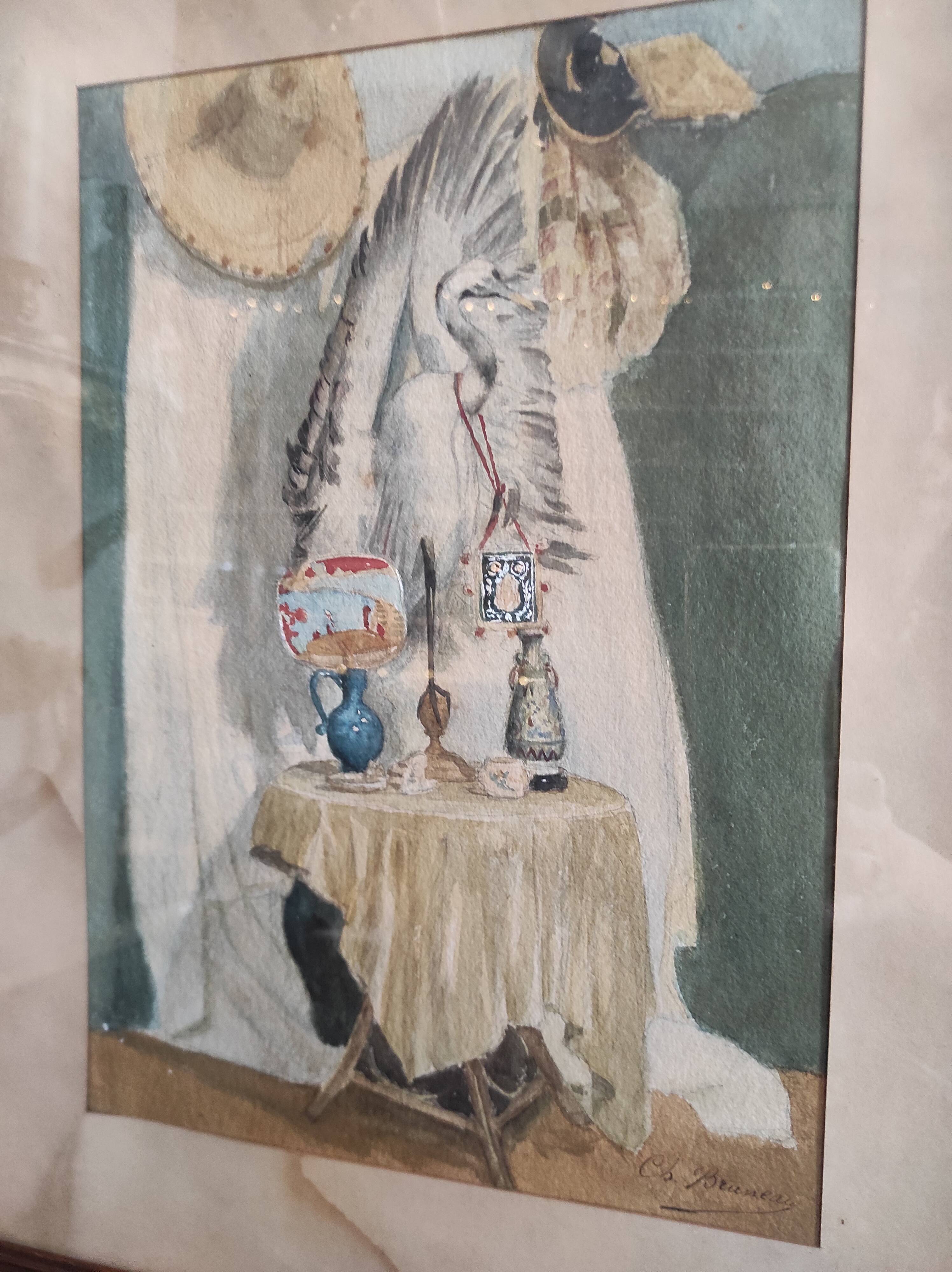 Aquarelle ancienne française, Charles Bruneau (?-1891)