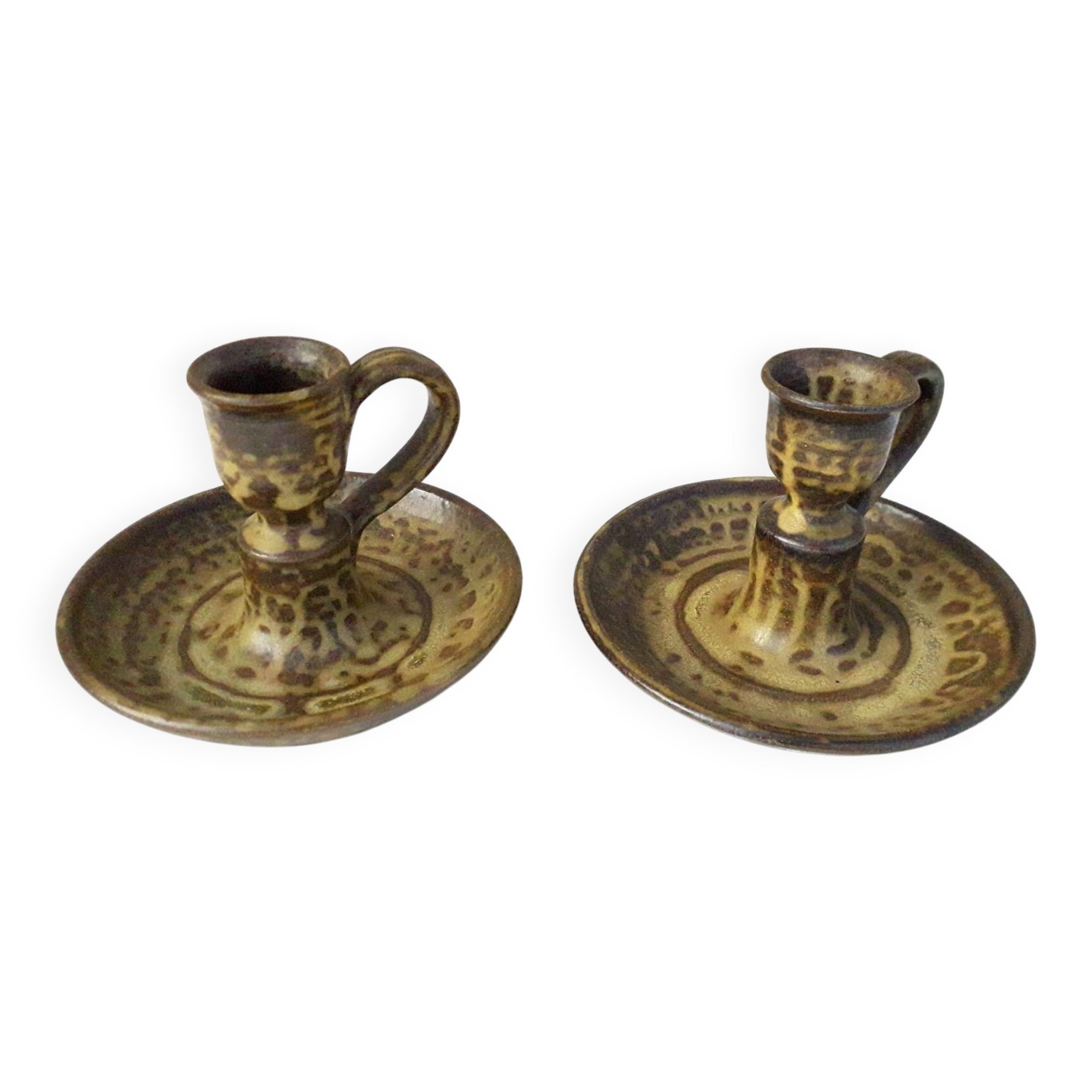 Pair of stoneware candlesticks