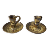 Pair of stoneware candlesticks