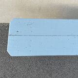Blue painted wooden bench