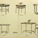 Bauhaus tubular steel cantilever table with underpanel ST 41 by Robert Slezák company