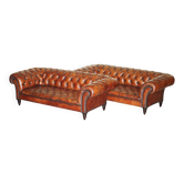 Paire de canapés Chesterfield cuir Early Victorian George Smith