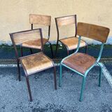 Set of 4 industrial chairs vintage school communities MULLCA