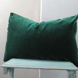 Coussin vert et or en velours d'ameublement