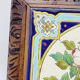 Longwy Trivet with Doorbell, Glazed Earthenware Tile and Wooden Frame