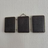 Vintage 1960s triptych mirror barber blue crocodile effect - 20 x