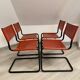 Set of 4 metal chair and tubular leather Matteo Grassi 1970