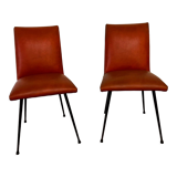 Paire de chaises en skaï orange