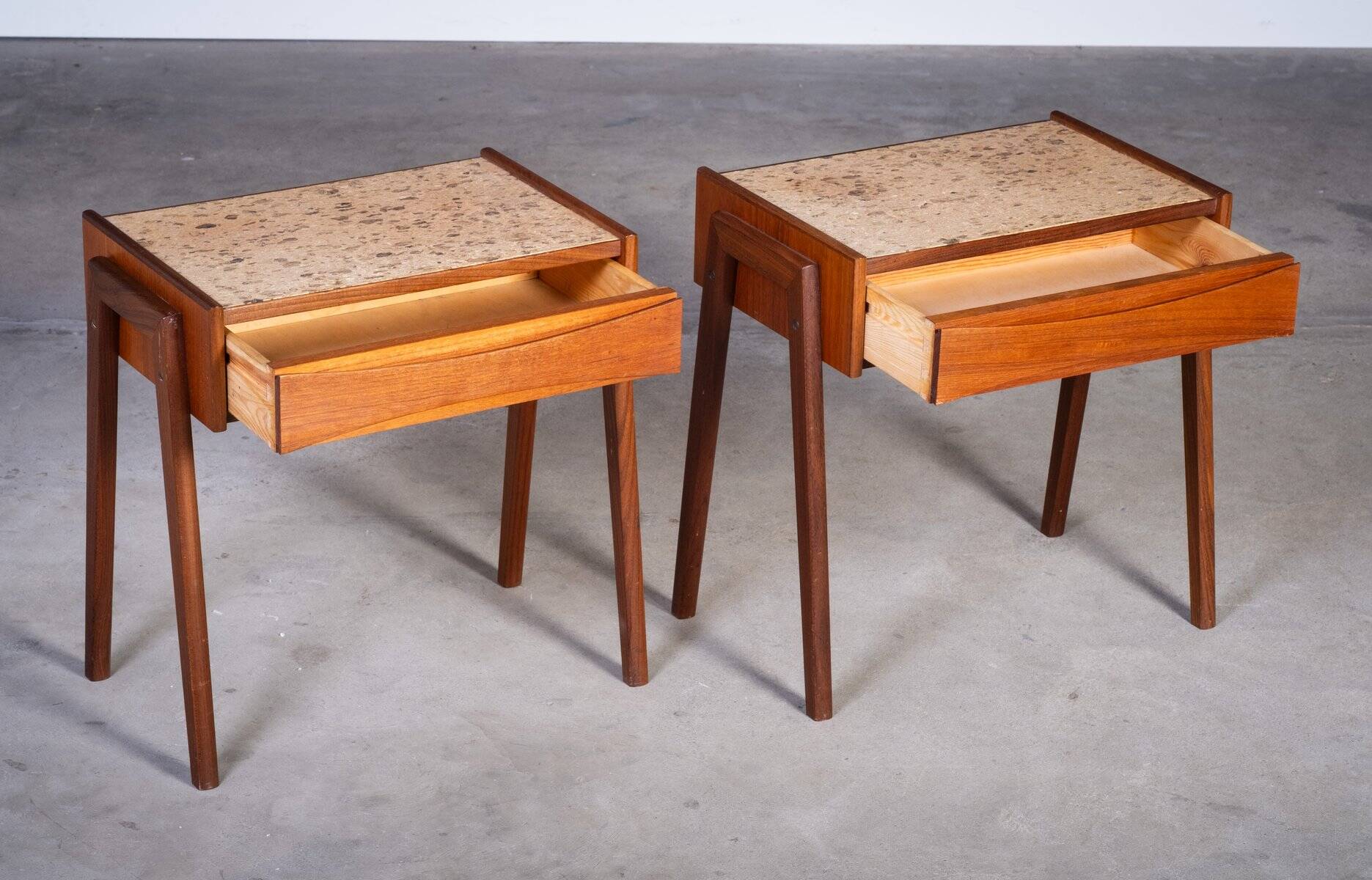 Teak Bedside Tables with Cork Top by Ølholm Møbelfabrik, 1960s, Set of 2