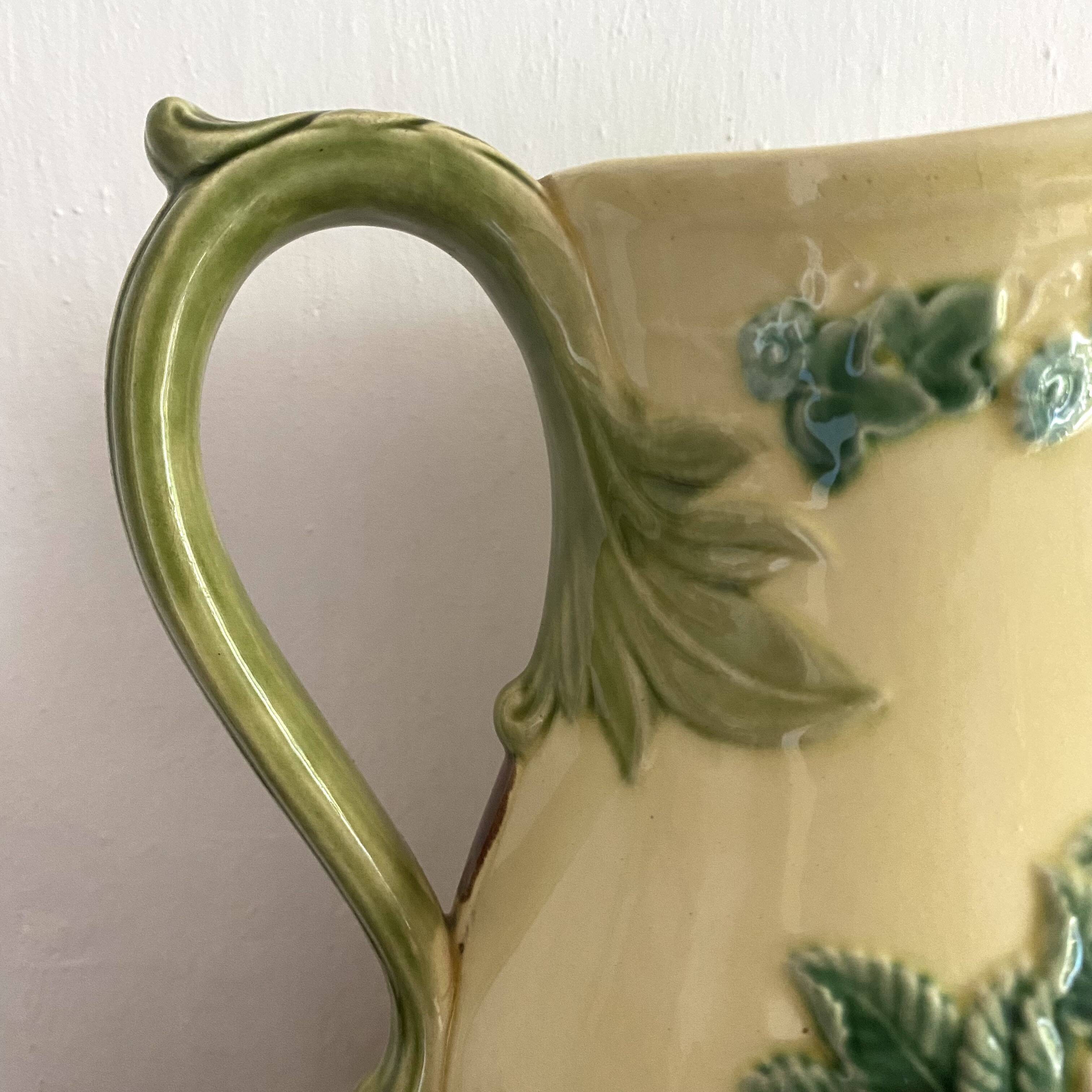 Luneville slip pitcher, Rose decor