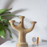 Mid century ceramic three-branched candelabra