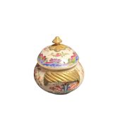 Cracked ceramic candy box with floral and gold decoration, 20th century