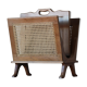 Wooden magazine holder and vintage cannage