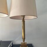 Pair of Empire style brass lamps