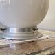 Ceiling light or wall light with white opaline glass globe, 15 cm, aluminium rose.
