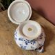 Soup tureen and its presentation dish with blue Moustiers decor