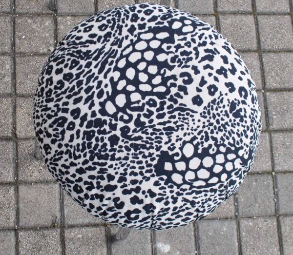 Lot de 2 tabourets champignon vintage DESIGN en métal chromé et assise velours Léopard