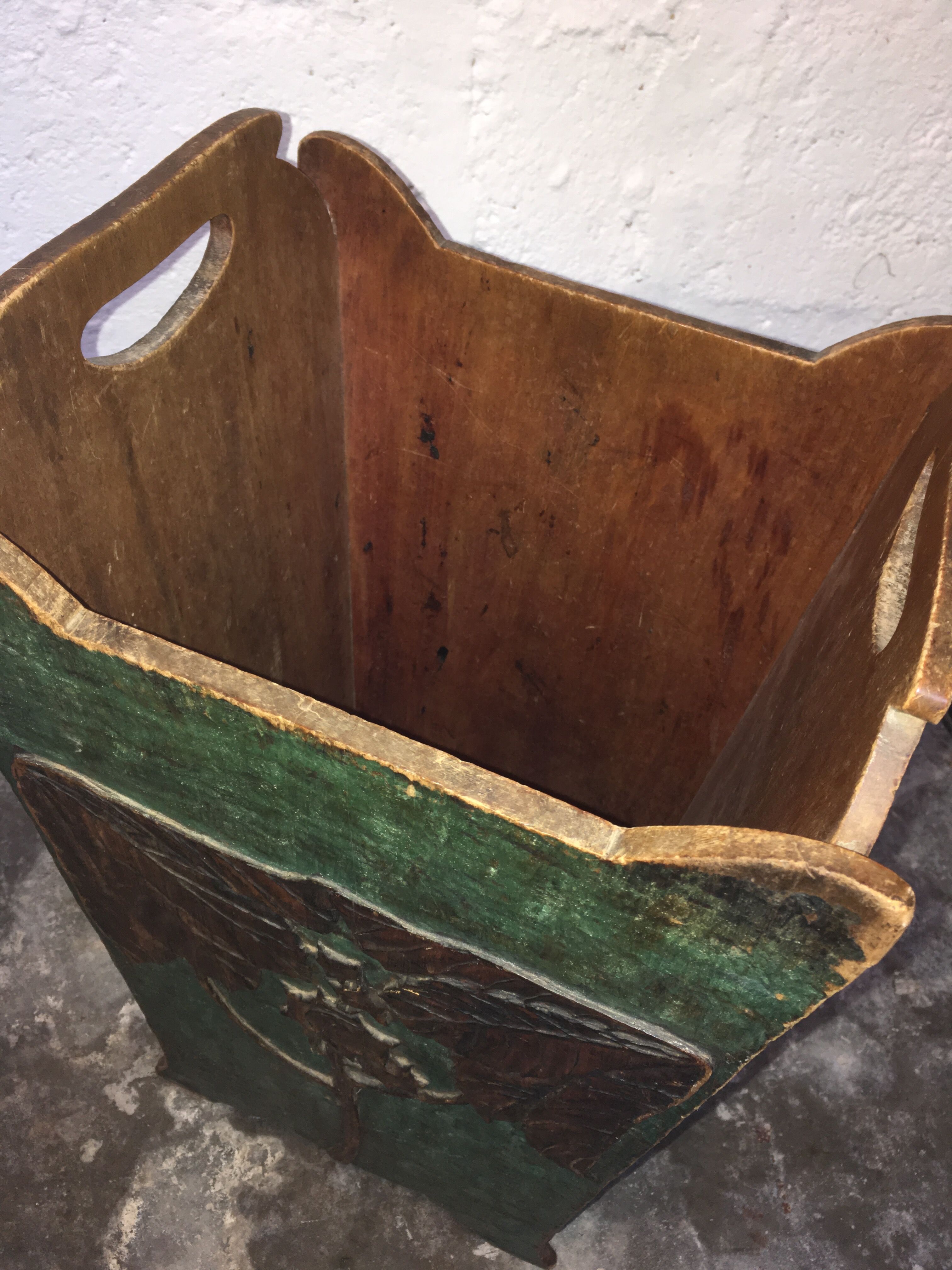 Old umbrella door art deco wooden plant motifs