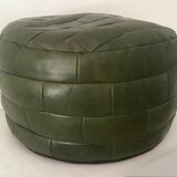 Vintage leather pouf patchwork 70s