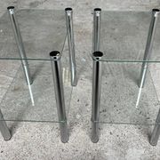 2 vintage 1980 rectangular sofa ends 2 translucent trays round tube