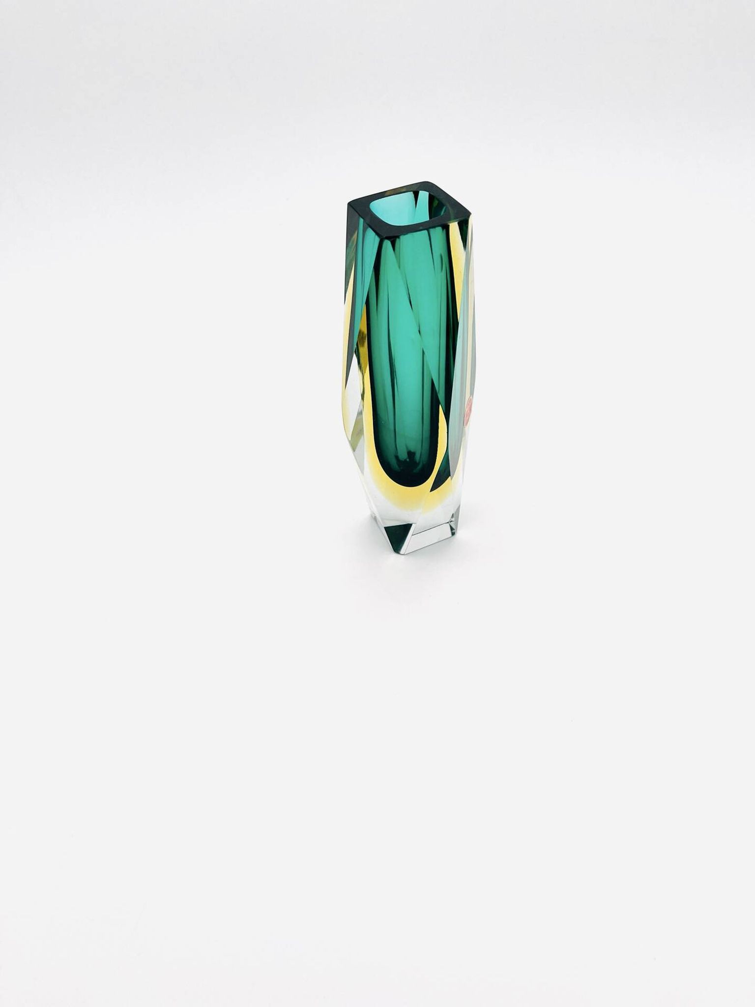 Flavio Poli vase for Seguso - Sommerso - Murano Green & Amber - 1960