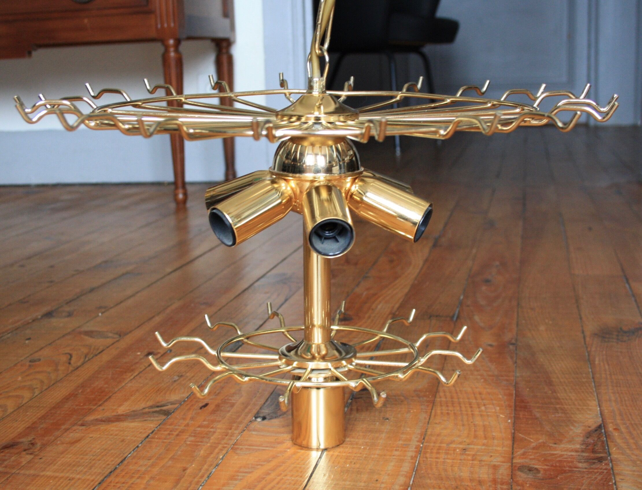 Lustre verre fumé/metal doré 1970s