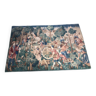Ancienne tapisserie, scène médiévale.