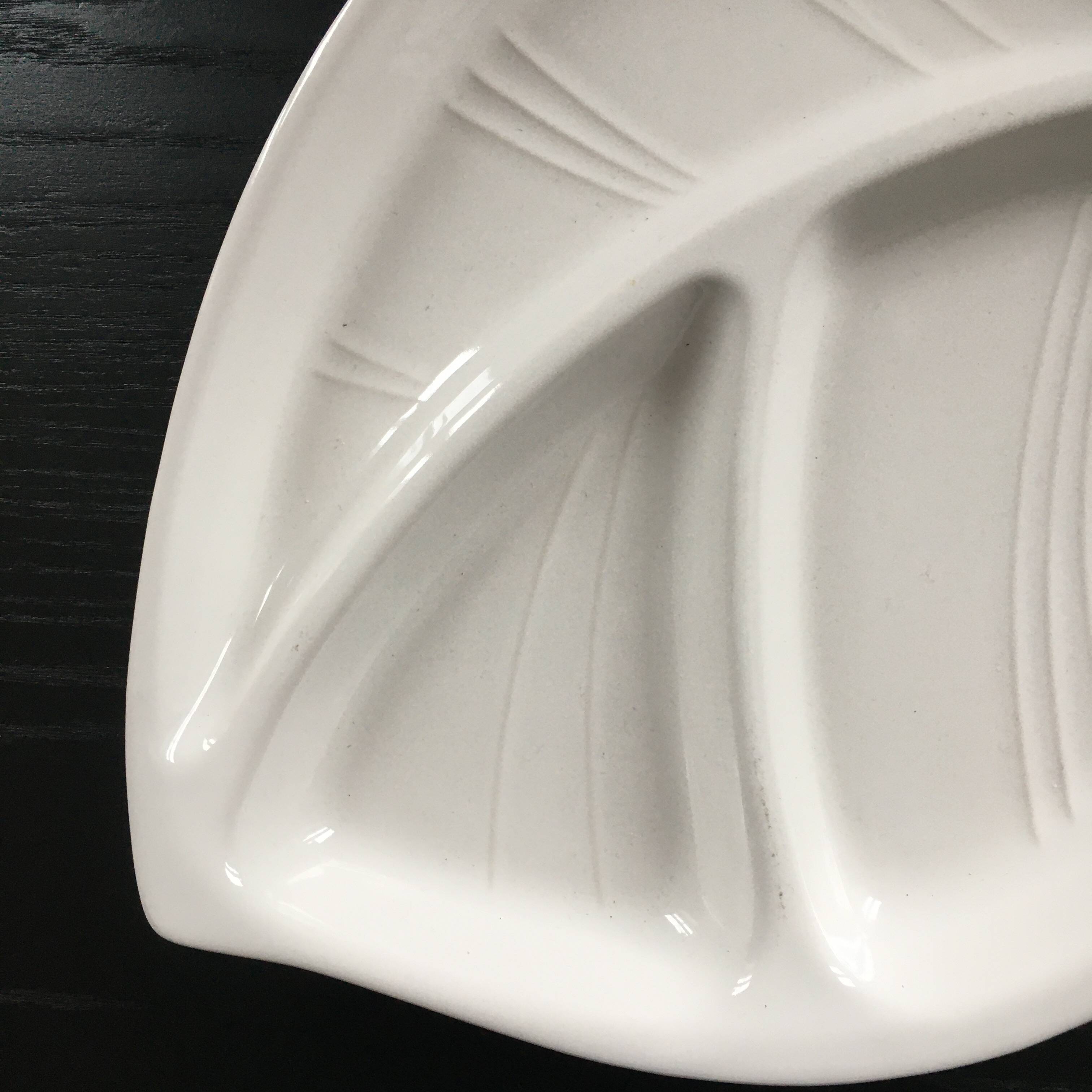 White earthenware leaf dish
