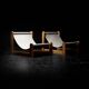 Sling chair in pine, canvas and sheepskin, 1970s