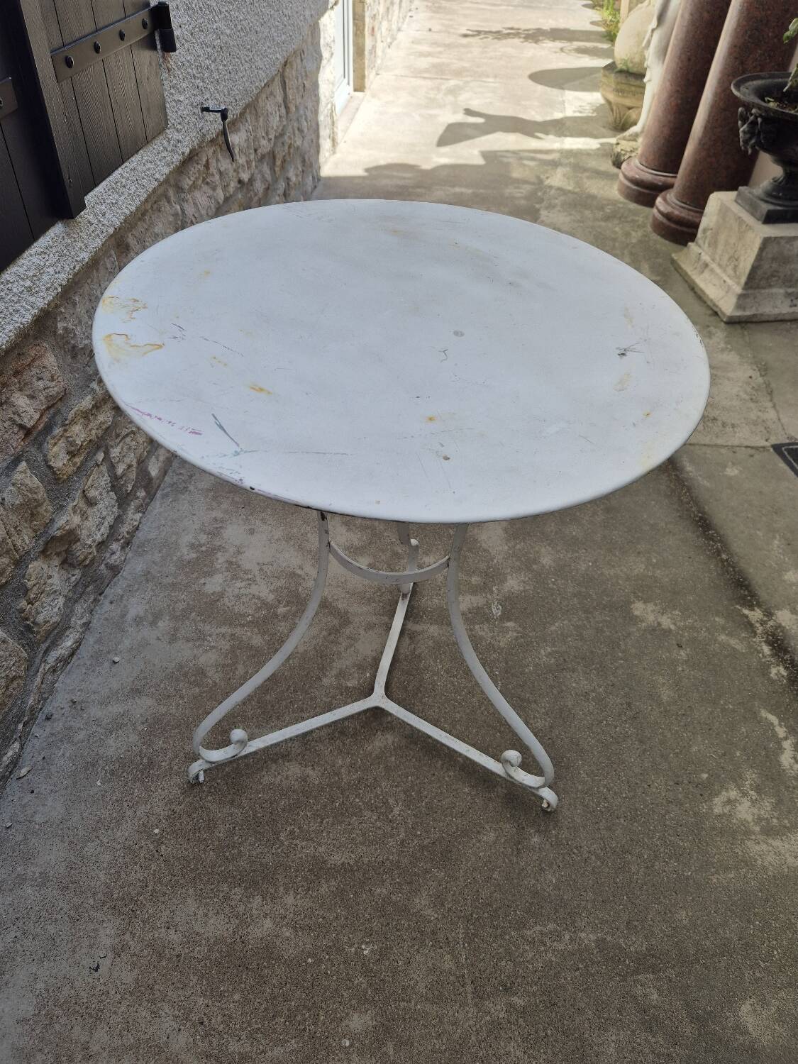 19th century wrought iron garden bistro pedestal table